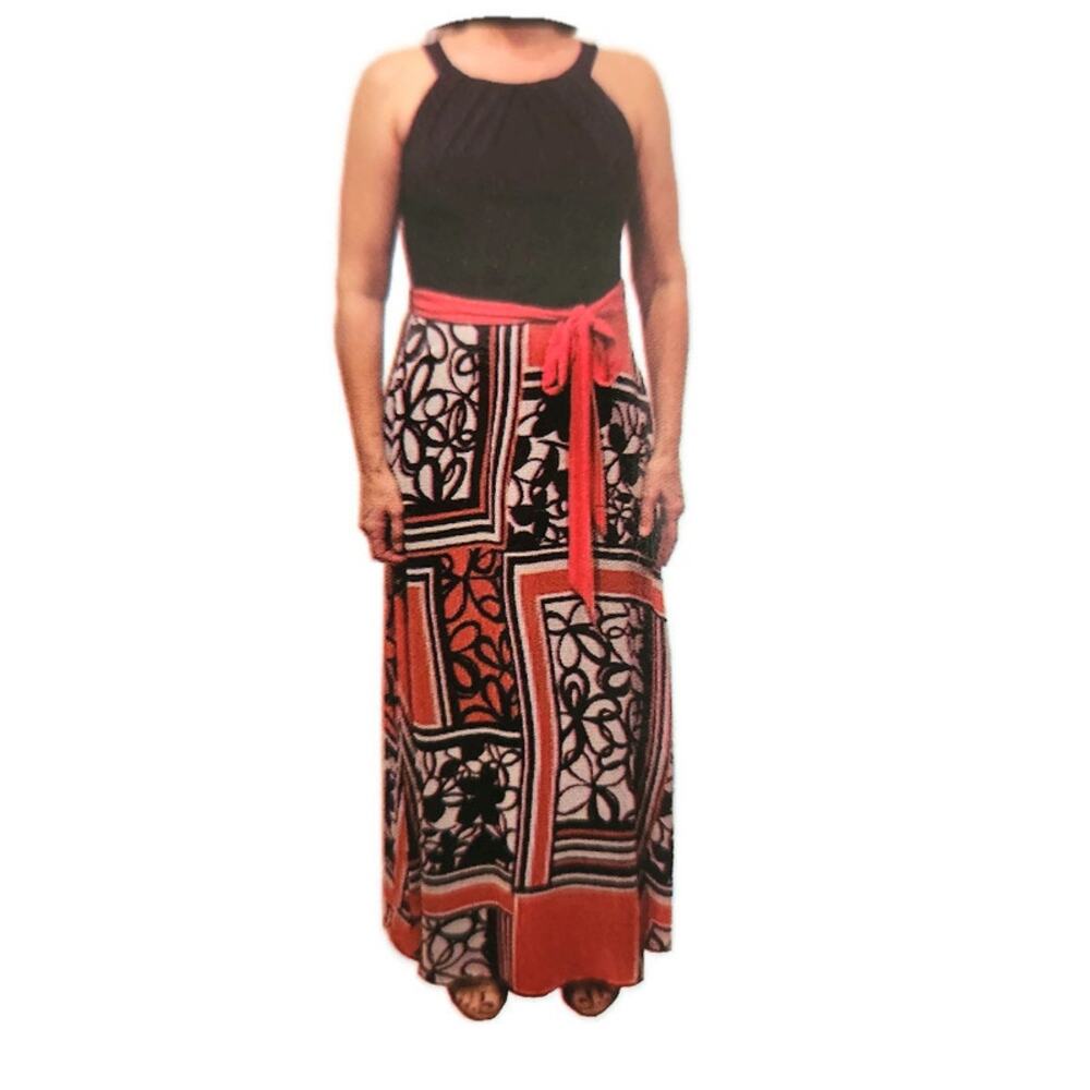 K Studio Collection Women's Color block Navy Peach Maxi Dress XXL